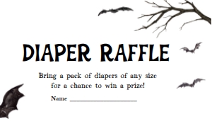 949 Bats Halloween Baby Shower Diaper Raffle: 949 Bats Halloween Baby Shower Invitation Set