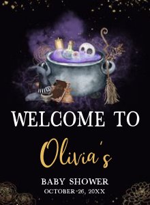 953 Gold Gothic A Baby is Brewing Baby Shower Welcome Sign design preview