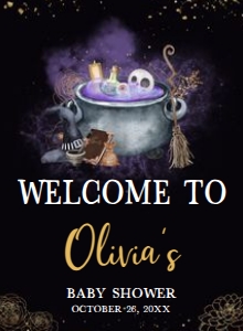 953 Gold Gothic A Baby is Brewing Baby Shower Welcome Sign 11x15: 953 Gold Gothic A Baby is Brewing Baby Shower Welcome Sign