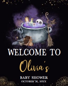 953 Gold Gothic A Baby is Brewing Baby Shower Welcome Sign 16x20: 953 Gold Gothic A Baby is Brewing Baby Shower Welcome Sign