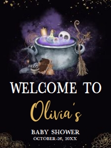 953 Gold Gothic A Baby is Brewing Baby Shower Welcome Sign 18x24: 953 Gold Gothic A Baby is Brewing Baby Shower Welcome Sign