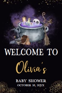 953 Gold Gothic A Baby is Brewing Baby Shower Welcome Sign 24x36: 953 Gold Gothic A Baby is Brewing Baby Shower Welcome Sign