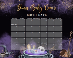 953 Gold Gothic A Baby is Brewing Baby Shower Calendar 10x8: 953 Gold Gothic A Baby is Brewing Baby Shower Calendar