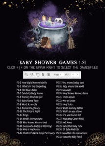 953 Gold Gothic A Baby is Brewing Baby Shower Games design preview