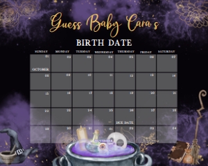 953 Gold Gothic A Baby is Brewing Baby Shower Calendar 20x16: 953 Gold Gothic A Baby is Brewing Baby Shower Calendar