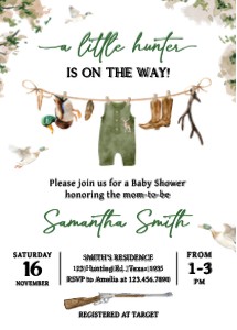 964 Duck Hunting Baby Shower Invitation design preview