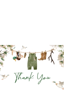 964 Duck Hunting Baby Shower Thank You Card: 964 Duck Hunting Baby Shower Invitation Set