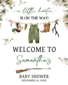 964 Duck Hunting Baby Shower Welcome Sign 16x20: 964 Duck Hunting Baby Shower Welcome Sign