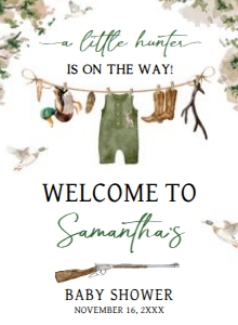 964 Duck Hunting Baby Shower Welcome Sign 11x15: 964 Duck Hunting Baby Shower Welcome Sign