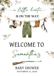 964 Duck Hunting Baby Shower Welcome Sign A4: 964 Duck Hunting Baby Shower Welcome Sign