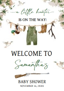 964 Duck Hunting Baby Shower Welcome Sign A3: 964 Duck Hunting Baby Shower Welcome Sign