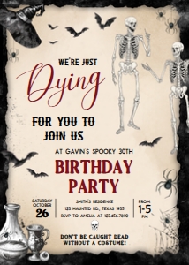 13BD Dying for you Birthday Invitation B: 13BD Dying for you Birthday Invitation B