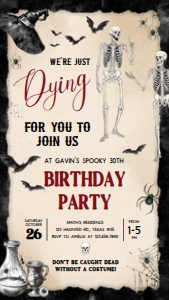 13BD Dying for you Birthday Invitation Mobile B: 13BD Dying for you Birthday Invitation B