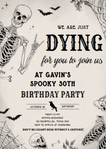13BD Dying for you Birthday Invitation C: 13BD Dying for you Birthday Invitation C