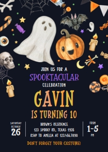 18BD Spooktacular Halloween Party Birthday Invitation A: 18BD Spooktacular Halloween Party Birthday Invitation A