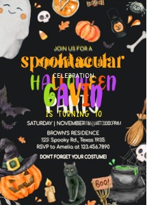 18BD Spooktacular Halloween Party Birthday Invitation B design preview