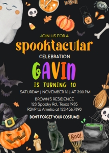 18BD Spooktacular Halloween Party Birthday Invitation B: 18BD Spooktacular Halloween Party Birthday Invitation B