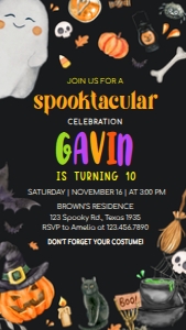 18BD Spooktacular Halloween Party Birthday Invitation Mobile B: 18BD Spooktacular Halloween Party Birthday Invitation B