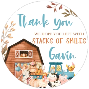 16BD Leaves and Stacks of Hay Farm Animals Birthday Round Favor Tags: 16BD Leaves and Stacks of Hay Farm Animals Birthday Favor Tags