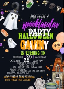 18BD Spooktacular Halloween Party Birthday Invitation C design preview