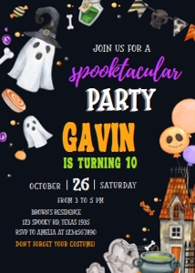 18BD Spooktacular Halloween Party Birthday Invitation C: 18BD Spooktacular Halloween Party Birthday Invitation C