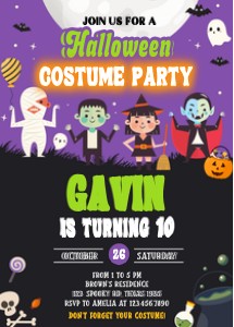 19BD Halloween Costume Party Birthday Invitation A design preview