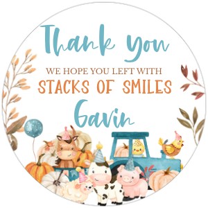 17BD Farm Animals Leaves and Stacks of Hay Birthday Favor Tags design preview