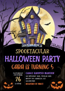 20BD Haunted Spooktacular Halloween Party Birthday Invitation A: 20BD Haunted Spooktacular Halloween Party Birthday Invitation A