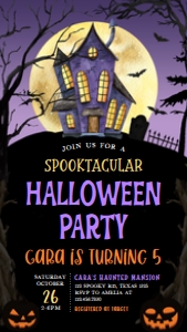 20BD Haunted Spooktacular Halloween Party Birthday Invitation Mobile A: 20BD Haunted Spooktacular Halloween Party Birthday Invitation A