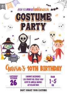 19BD Halloween Costume Party Birthday Invitation C design preview