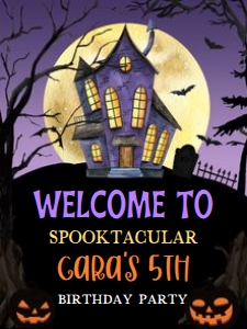 20BD Haunted Spooktacular Halloween Party Birthday Welcome Sign A 18x24: 20BD Haunted Spooktacular Halloween Party Birthday Welcome Sign A