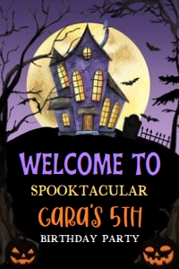 20BD Haunted Spooktacular Halloween Party Birthday Welcome Sign A 20x30: 20BD Haunted Spooktacular Halloween Party Birthday Welcome Sign A