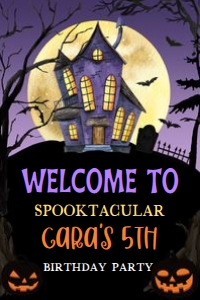 20BD Haunted Spooktacular Halloween Party Birthday Welcome Sign A 24x36: 20BD Haunted Spooktacular Halloween Party Birthday Welcome Sign A