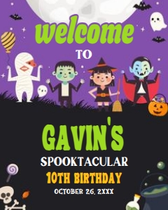 19BD Halloween Costume Party Birthday Welcome Sign 16x20 A: 19BD Halloween Costume Party Birthday Welcome Sign