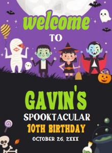 19BD Halloween Costume Party Birthday Welcome Sign 11x15 A: 19BD Halloween Costume Party Birthday Welcome Sign
