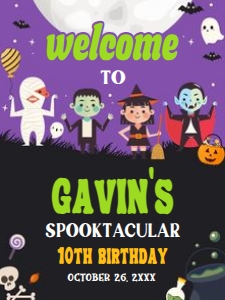 19BD Halloween Costume Party Birthday Welcome Sign 18x24 A: 19BD Halloween Costume Party Birthday Welcome Sign