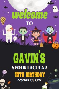 19BD Halloween Costume Party Birthday Welcome Sign 20x30 A: 19BD Halloween Costume Party Birthday Welcome Sign