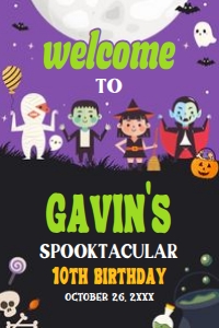 19BD Halloween Costume Party Birthday Welcome Sign 24x36 A: 19BD Halloween Costume Party Birthday Welcome Sign