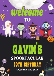 19BD Halloween Costume Party Birthday Welcome Sign A4 A: 19BD Halloween Costume Party Birthday Welcome Sign