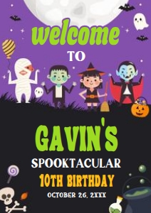19BD Halloween Costume Party Birthday Welcome Sign A3 A: 19BD Halloween Costume Party Birthday Welcome Sign