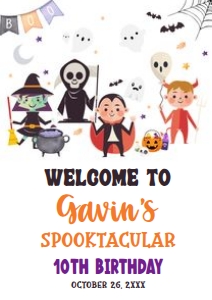 19BD Halloween Costume Party Birthday Welcome Sign A2 C: 19BD Halloween Costume Party Birthday Welcome Sign