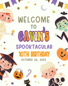 19BD Halloween Costume Party Birthday Welcome Sign 16x20 B: 19BD Halloween Costume Party Birthday Welcome Sign