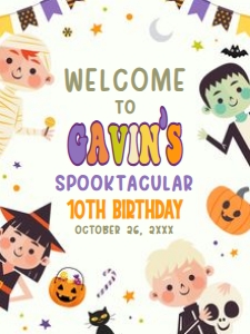 19BD Halloween Costume Party Birthday Welcome Sign 18x24 B: 19BD Halloween Costume Party Birthday Welcome Sign