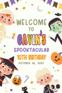 19BD Halloween Costume Party Birthday Welcome Sign 20x30 B: 19BD Halloween Costume Party Birthday Welcome Sign