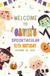 19BD Halloween Costume Party Birthday Welcome Sign 24x36 B: 19BD Halloween Costume Party Birthday Welcome Sign