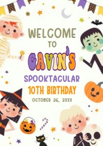 19BD Halloween Costume Party Birthday Welcome Sign A4 B: 19BD Halloween Costume Party Birthday Welcome Sign