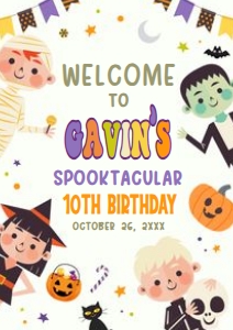19BD Halloween Costume Party Birthday Welcome Sign A3 B: 19BD Halloween Costume Party Birthday Welcome Sign