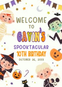 19BD Halloween Costume Party Birthday Welcome Sign A2 B: 19BD Halloween Costume Party Birthday Welcome Sign