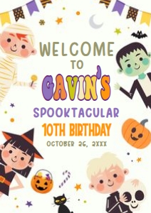 19BD Halloween Costume Party Birthday Welcome Sign A1 B: 19BD Halloween Costume Party Birthday Welcome Sign