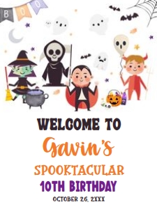 19BD Halloween Costume Party Birthday Welcome Sign 18x24 C: 19BD Halloween Costume Party Birthday Welcome Sign